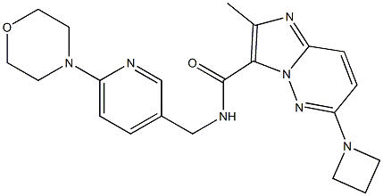 6-(azetidin-1-yl)-2-Methyl-N-((6-Morpholinopyridin-3-yl)Methyl)iMidazo[1,2-b]pyridazine-3-carboxaMide,,结构式