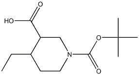 1-Boc-4-ethyl-5-piperidinecarboxylic acid,,结构式