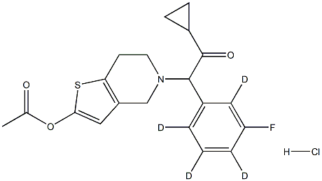 2-[2-(Acetyloxy)-6,7-dihydrothieno[3,2-c]pyridin-5(4H)-yl]-1-cyclopropyl-2-(3-fluorophenyl-d4)ethanone Hydrochloride 结构式