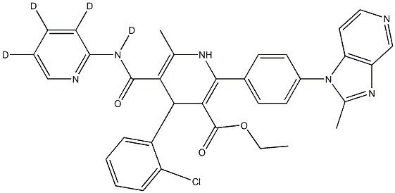 4-(2-Chlorophenyl)-1,4-dihydro-6-Methyl-2-[4-(2-Methyl-1H-iMidazo[4,5-c]pyridin-1-yl)phenyl]-5-[(2-pyridinylaMino-d4)carbonyl]-3-pyridinecarboxylic Acid Ethyl Ester,,结构式