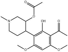 4-(3-乙酰基-2-羟基-4,6-二甲氧基苯基)-1-甲基哌啶-3-基乙酸酯 结构式