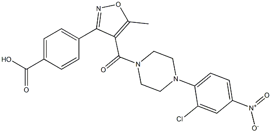 4-(4-(4-(2-chloro-4-nitrophenyl)piperazine-1-carbonyl)-5-Methylisoxazol-3-yl)benzoic acid, 1415559-66-8, 结构式