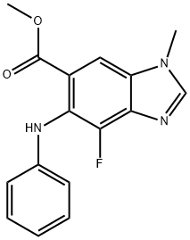 4-氟-1-甲基-5-(苯基氨基)-1H-苯并[D]咪唑-6-羧酸甲酯, 1415564-48-5, 结构式