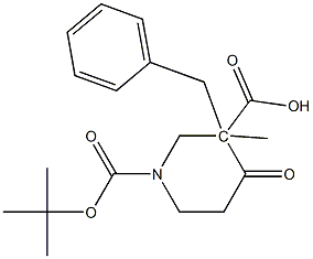 3-Benzyl-4-oxo-piperidine-1,3-dicarboxylic acid 1-tert-butyl ester 3-Methyl ester 化学構造式