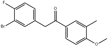 2-(3-溴-4-氟苯基)-1-(4-甲氧基-3-甲基苯基)乙-1-酮,1209495-16-8,结构式