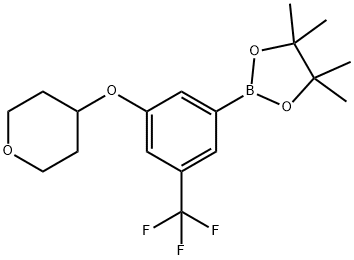 4,4,5,5-Tetramethyl-2-(3-(tetrahydro-2H-pyran-4-yloxy)-5-(trifluoromethyl)phenyl)-1,3,2-dioxaborolan96% Structure
