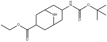 Ethyl 7-(Boc-aMino)-9-azabicyclo[3.3.1]nonane-3-carboxylate 结构式