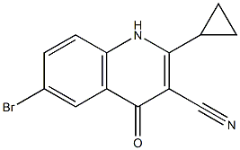 6-broMo-2-cyclopropyl-4-oxo-1,4-dihydroquinoline-3-carbonitrile,,结构式