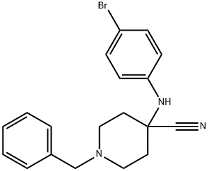 1-苄基-4-((4-溴苯基)氨基)哌啶-4-甲腈, 1395493-20-5, 结构式