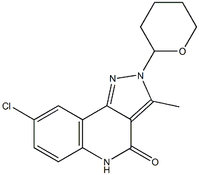 8-chloro-3-Methyl-2-(tetrahydro-2H-pyran-2-yl)-2H-pyrazolo[4,3-c]quinolin-4(5H)-one,,结构式