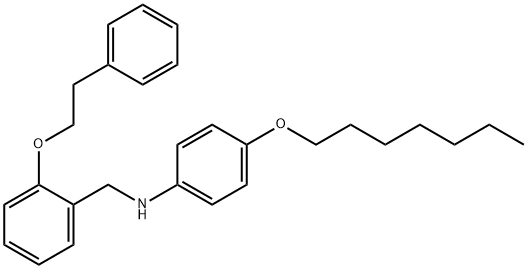 4-(Heptyloxy)-N-[2-(phenethyloxy)benzyl]aniline 化学構造式