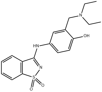 2-(二乙基氨基甲基)-4-[(1,1-二氧代-1,2-苯并噻唑-3-基)氨基]苯酚 结构式