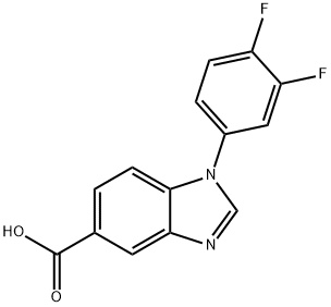 1-(3,4-difluorophenyl)-1H-benzimidazole-5-carboxylic acid 化学構造式