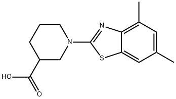 1-(4,6-二甲基-1,3-苯并噻唑-2-基)哌啶-3-羧酸 结构式