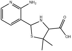 2-(2-aminopyridin-3-yl)-5,5-dimethyl-1,3-thiazolidine-4-carboxylic acid Struktur