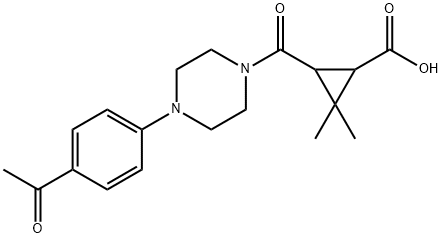 3-{[4-(4-acetylphenyl)piperazin-1-yl]carbonyl}-2,2-dimethylcyclopropanecarboxylic acid Structure