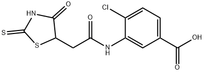4-chloro-3-{[(2-mercapto-4-oxo-4,5-dihydro-1,3-thiazol-5-yl)acetyl]amino}benzoic acid Struktur