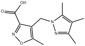 5-methyl-4-[(3,4,5-trimethyl-1H-pyrazol-1-yl)methyl]isoxazole-3-carboxylic acid,1171201-11-8,结构式