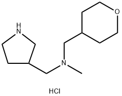 N-Methyl-N-(3-pyrrolidinylmethyl)-N-(tetrahydro-2H-pyran-4-ylmethyl)amine dihydrochloride Struktur