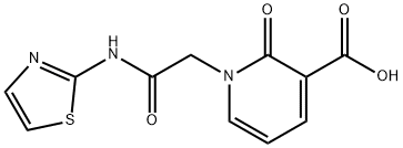 2-Oxo-1-(thiazol-2-ylcarbamoylmethyl)-1,2-dihydro-pyridine-3-carboxylic acid 化学構造式