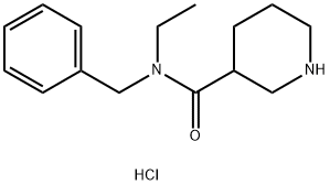 N-Benzyl-N-ethyl-3-piperidinecarboxamidehydrochloride 化学構造式