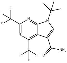 7-(tert-Butyl)-2,4-bis(trifluoromethyl)-7H-pyrrolo[2,3-d]pyrimidine-5-carboxamide Structure