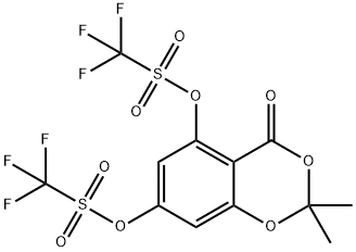 2,2-Dimethyl-4-oxo-7-[(trifluoromethane)sulfonylox y]-2,4-dihydro-1,3-benzodioxin-5-yltrifluorometha,603044-07-1,结构式