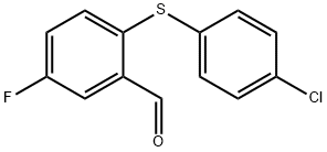 2-[(4-Chlorophenyl)sulfanyl]-5-fluorobenzaldehyde Struktur