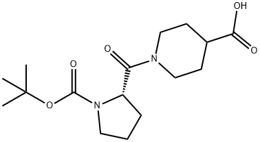 1-[1-(tert-Butoxycarbonyl)-L-prolyl]piperidine-4-carboxylic acid Struktur
