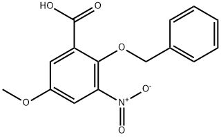 2-(Benzyloxy)-5-methoxy-3-nitrobenzene-carboxylic acid 化学構造式