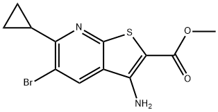 3-氨基-5-溴-6-环丙基噻吩并[2,3-B]吡啶-2-羧酸甲酯,1221791-57-6,结构式