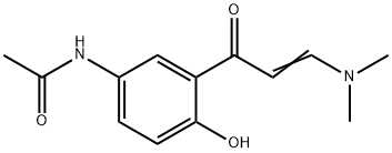 N-{3-[(2E)-3-(Dimethylamino)prop-2-enoyl]-4-hydroxyphenyl}acetamide 化学構造式