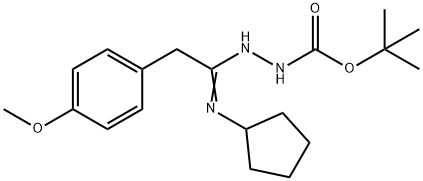 N'-[1-Cyclopentylamino-2-(4-methoxyphenyl)ethylide ne]hydrazinecarboxylic acid tert-butyl ester 化学構造式