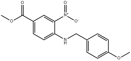 3-ニトロ-4-(4-メトキシベンジルアミノ)安息香酸メチル 化学構造式