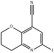 6-Iodo-3,4-dihydro-2H-pyrano-[3,2-b]pyridine-8-carbonitrile 结构式