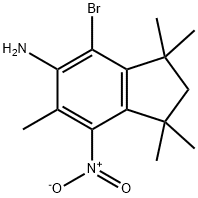 4-Bromo-1,1,3,3,6-pentamethyl-7-nitro-2,3-dihydro-1H-inden-5-ylamine|4-溴-1,1,3,3,6-五甲基-7-硝基-2,3-二氢-1H-茚-5-胺