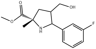 Methyl 5-(3-fluorophenyl)-4-(hydroxymethyl)-2-methylpyrrolidine-2-carboxylate,1217681-69-0,结构式