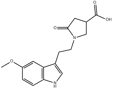 1-[2-(5-methoxy-1H-indol-3-yl)ethyl]-5-oxopyrrolidine-3-carboxylic acid Struktur