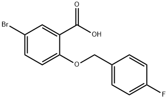 5-ブロモ-2-[(4-フルオロベンジル)オキシ]安息香酸 化学構造式
