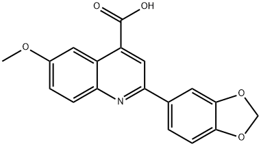 2-(1,3-benzodioxol-5-yl)-6-methoxyquinoline-4-carboxylic acid 化学構造式