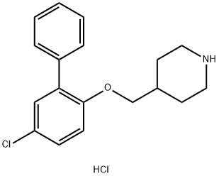 5-Chloro[1,1'-biphenyl]-2-yl 4-piperidinylmethylether hydrochloride 化学構造式