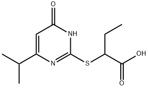 2-(4-Isopropyl-6-oxo-1,6-dihydro-pyrimidin-2-ylsulfanyl)-butyric acid 化学構造式