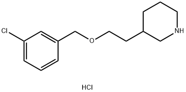 3-{2-[(3-Chlorobenzyl)oxy]ethyl}piperidinehydrochloride Structure