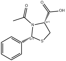 4-thiazolidinecarboxylic acid, 3-acetyl-2-phenyl-, (2R,4R) Structure