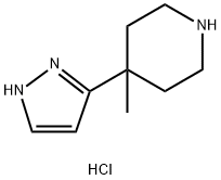 4-Methyl-4-(1H-pyrazol-5-yl)piperidine dihydrochloride 化学構造式