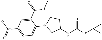 Methyl 2-(3-{[(tert-butoxy)carbonyl]-amino}pyrrolidin-1-yl)-5-nitrobenzoate Structure