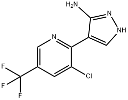 4-[3-Chloro-5-(trifluoromethyl)-2-pyridinyl]-1H-pyrazol-3-amine 结构式