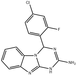 4-(4-Chloro-2-fluorophenyl)-1,4-dihydro-[1,3,5]triazino[1,2-a]benzimidazol-2-amine Struktur