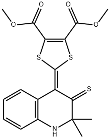 2-(2,2-二甲基-3-硫代-1H-喹啉-4-基亚甲基)-1,3-二硫杂环戊二烯-4,5-二羧酸二甲酯,258267-11-7,结构式