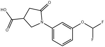 1-[3-(Difluoromethoxy)phenyl]-5-oxopyrrolidine-3-carboxylic acid 化学構造式